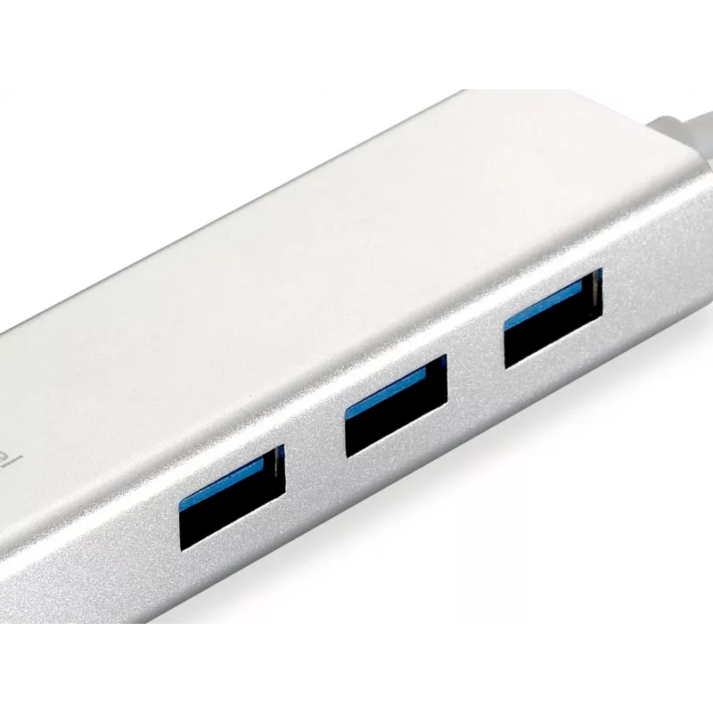 LevelOne Gigabit USB sieťový adaptér, USB hub, káblový, USB, Ethernet, 1000 Mbit/s, strieborný, biely
