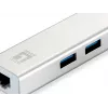 LevelOne Gigabit USB sieťový adaptér, USB hub, káblový, USB, Ethernet, 1000 Mbit/s, strieborný, biely