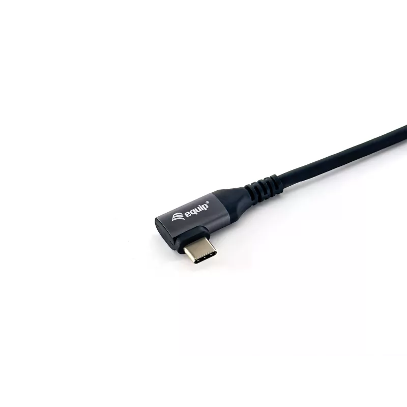 Equip USB 2.0 C na C 90° zahnutý kábel, M/M, 2,0 m, 100 W s Emark čipsetom