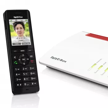 DECT bezdrôtový telefón AVM FRITZ! X6 čierny — hlasitý odposluch, záznamník, zobrazenie čísla, telefónny zoznam na 100 záznamov
