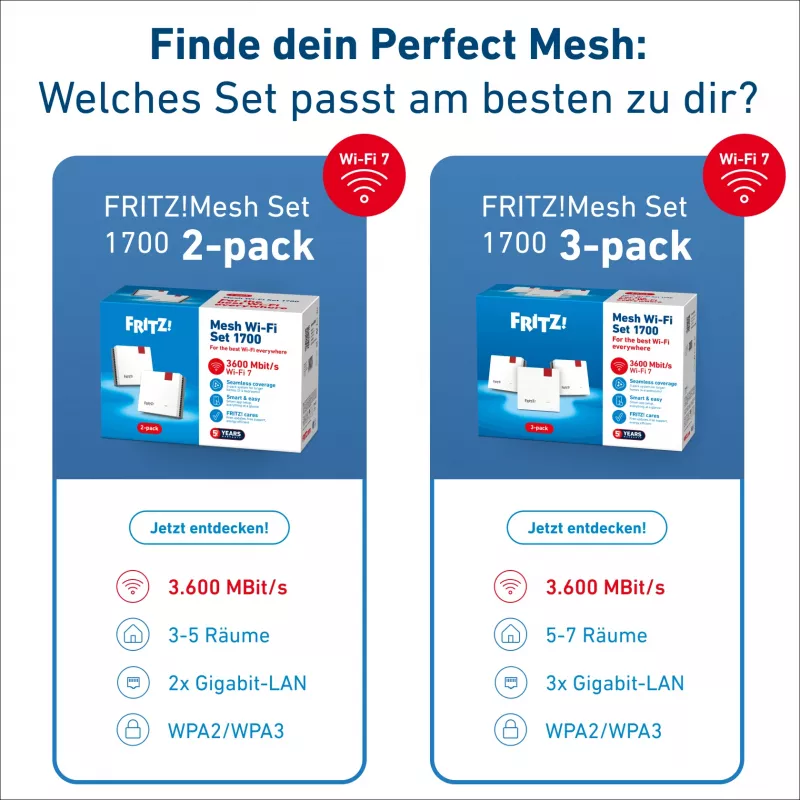 Wireless Mesh set FRITZ mesh set 1700 2-balíkový od FRITZ, Dualband-Mesh-Wi‑Fi uzly