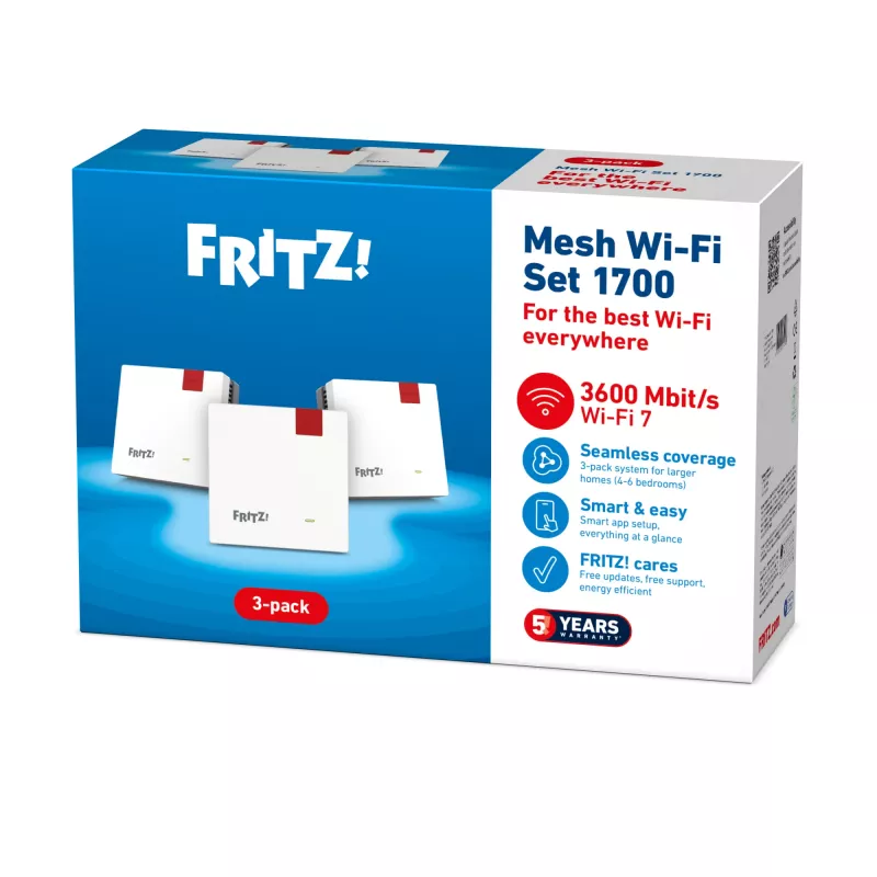 Wireless Mesh set FRITZ 1700 3-balíkový, biela, interné antény