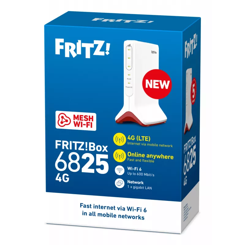 FRITZ!Box 6825 4G International WLAN router Gigabit Ethernet Single-Band (2,4 GHz) biely