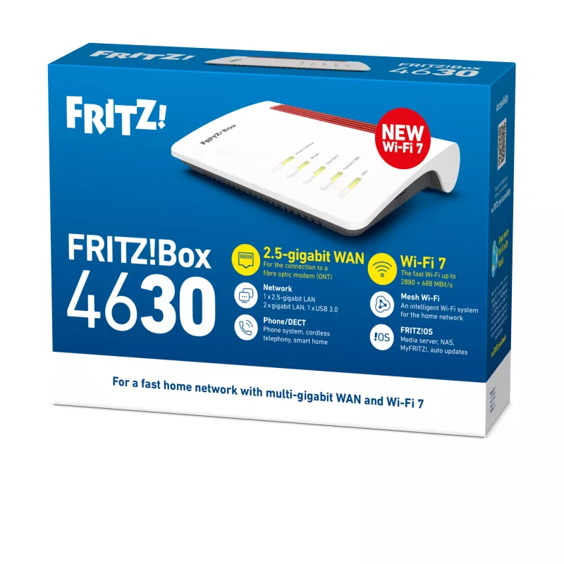 Box FRITZ 4630 International wireless router 2.5 Gigabit Ethernet Dual-band (2.4 GHz / 5 GHz) biely