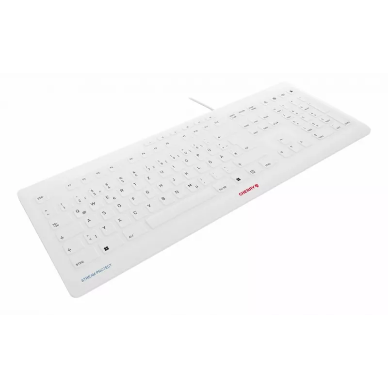 Contour Design STREAM PROTECT, Full-size (100%), káblová, USB, nožnicové spínače, QWERTY, biela