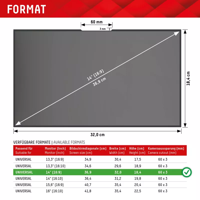 Displex PRIVACY SAFE odnímateľný 2-cestný filter súkromia pre laptop/notebook (bezrámikový/frameless) 14'' (16:9)