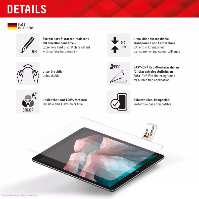 Displex Tablet Glass (9H) pre Samsung Galaxy Tab S10+, Eco montážny rámik, nerozbitné
