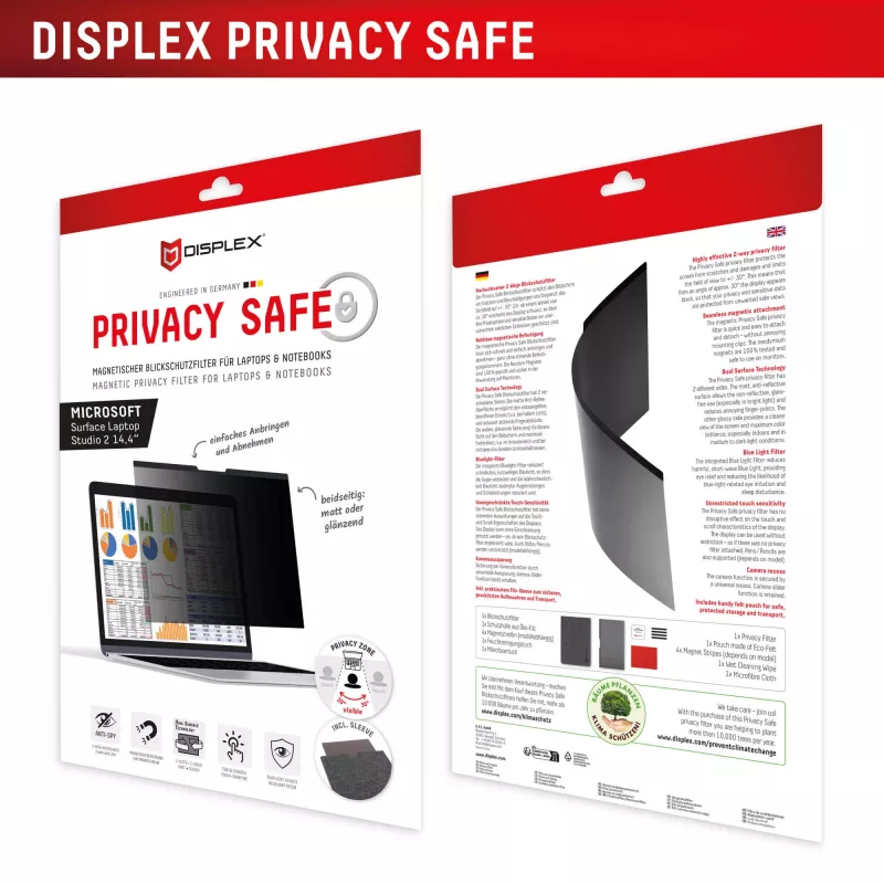 Displex PRIVACY SAFE magnetický obojstranný filter proti videniu Surface Laptop Studio 2 14,4 palca