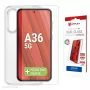 Tvrdené sklo ochranná fólia displeja + puzdro pre Samsung Galaxy A36 od e.v.i., Eco montážny rámik, odolná proti škrabancom, transparentná