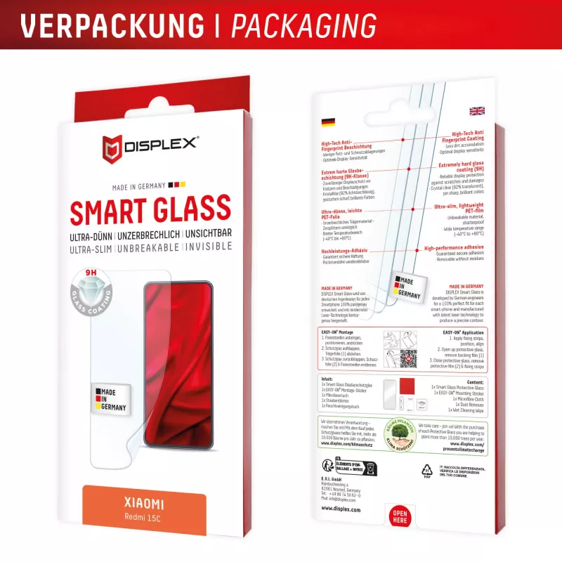 e.v.i. DISPLEX Smart Glass pre Xiaomi Redmi 15C — pancierová sklenená fólia, model 02198