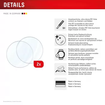 Ochranná fólia displeja e.v.i. Displex 9H sklo pre Galaxy Watch 8 40 mm, balenie 2 ks, ultratenká, bezrámová, anti-fingerprint