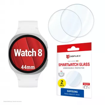 Ochranné sklo displeja pre Galaxy Watch 8 (44mm) od e.v.i. — Displex 9H, balenie 2 ks, ultratenké, bezrámové, anti-fingerprint