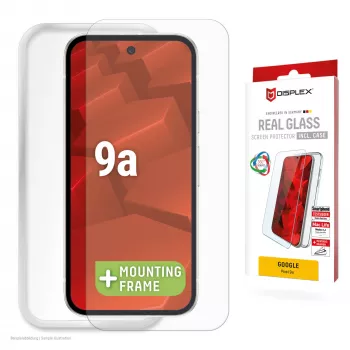 Displex ochranné sklo na displej + puzdro pre Google Pixel 9a — tvrdené sklo, Eco montážny rámik, transparentné, odolné proti poškriabaniu