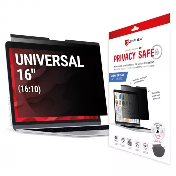 Súkromný filter e.v.i. Displex PRIVACY SAFE magnetický 2-smerný pre 16 palcový (16:10) laptop / notebook, bezrámový, lesklý/matný, 3H