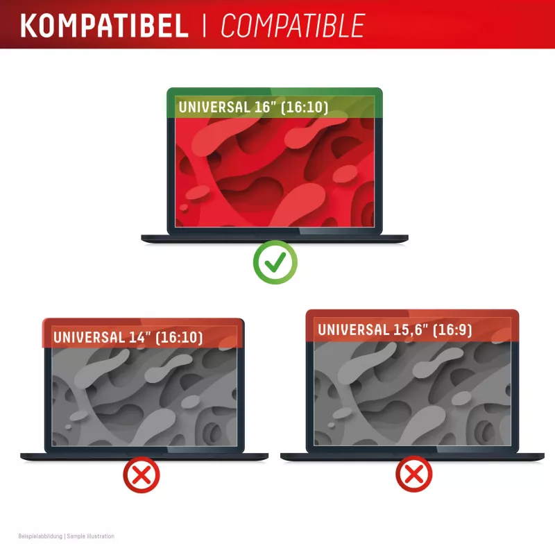 Súkromný filter e.v.i. Displex PRIVACY SAFE magnetický 2-smerný pre 16 palcový (16:10) laptop / notebook, bezrámový, lesklý/matný, 3H