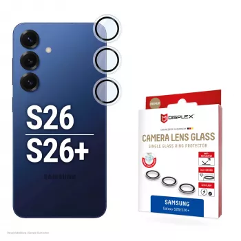 Ochrana skla objektívu fotoaparátu pre Samsung Galaxy S26 / S26+ od e.v.i., tvrdené 10H, DLC, jeden krúžok, rýchla montáž, transparentné