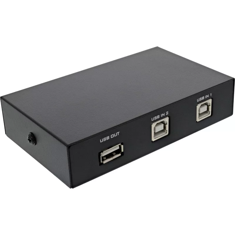 InLine USB 2.0 prepínač manuálny, zariadenie USB-A do 2 počítačov