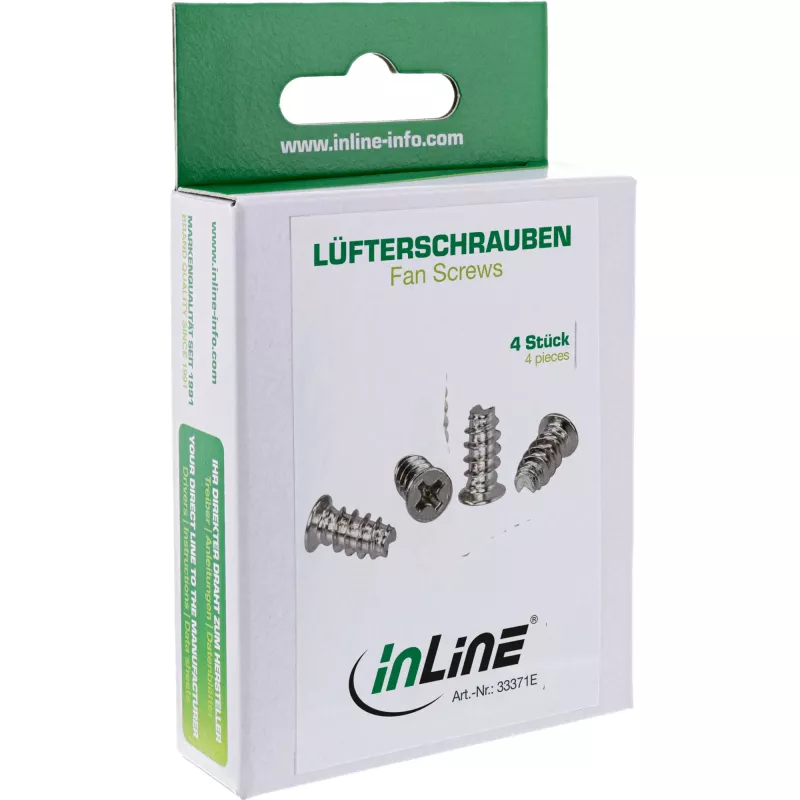 InLine skrutka pre ventilátor 5,0×10,0 mm poniklovaná, balenie 4 ks