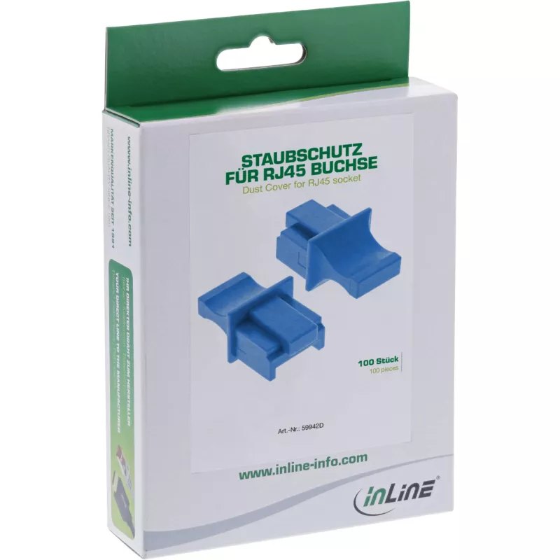 InLine krytka proti prachu pre RJ45 konektor samica, modrá, 100 ks