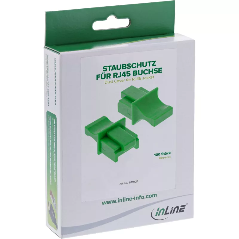 InLine krytka proti prachu pre RJ45 konektor samica, zelená, 100 ks