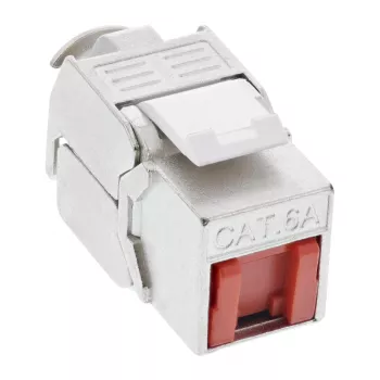 InLine RJ45 Keystone Jack Snap-In modul Cat.6a, s krytom proti prachu, červený