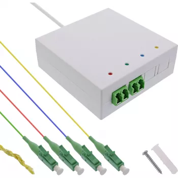 InLine FTTH zásuvka predkonfigurovaná 4x LC/APC 9/125µm 10 m