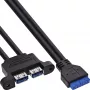 InLine 33390K Interný USB 3.2 Gen 1 kábel, základná doska na 2x USB-A konektor samica, 0,45 m