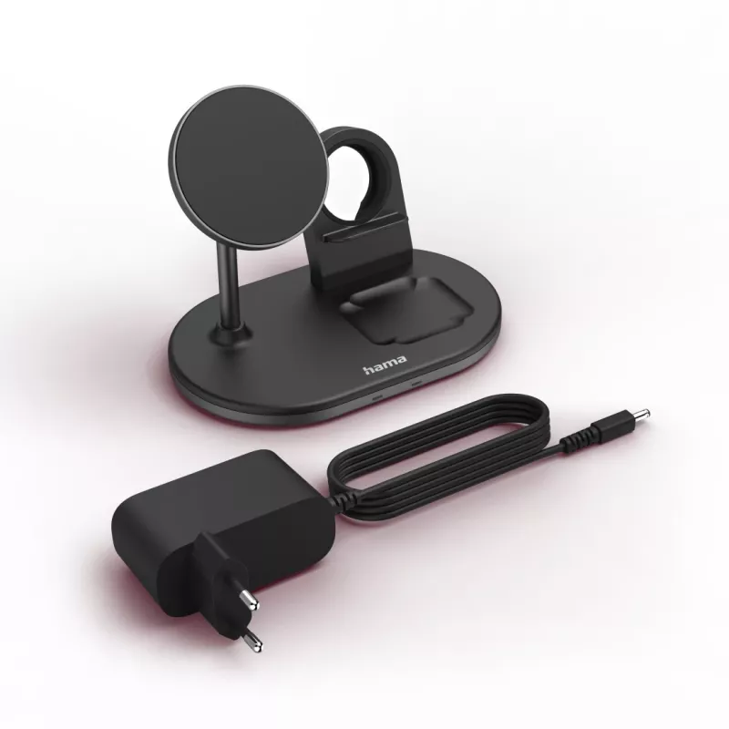 Hama MagCharge Multi headset, smartfón, hodinky čierny AC bezdrôtové nabíjanie rýchle nabíjanie interiérové