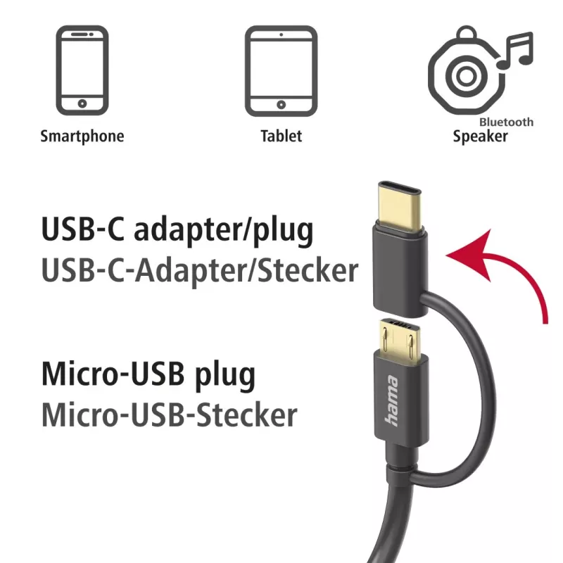 Hama 00201533 USB kábel USB 2.0 1 m USB A Micro-USB B čierny