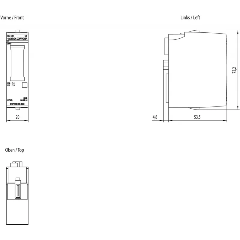 Siemens SIMATIC ET 200SP reléový modul NO, 4 x 120 V DC, 6ES7132-6HD01-0BB1