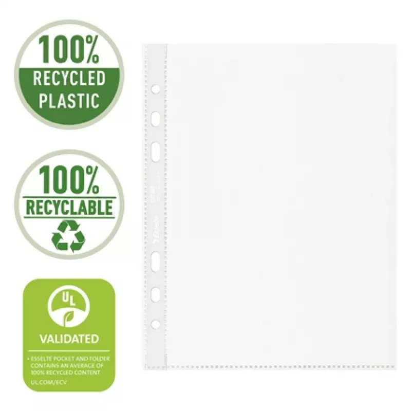 Esselte Recycle Pocket A5, 150 x 210 mm (A5), transparentná, polypropylén (PP), na šírku/na výšku, horná, 0,07 mm