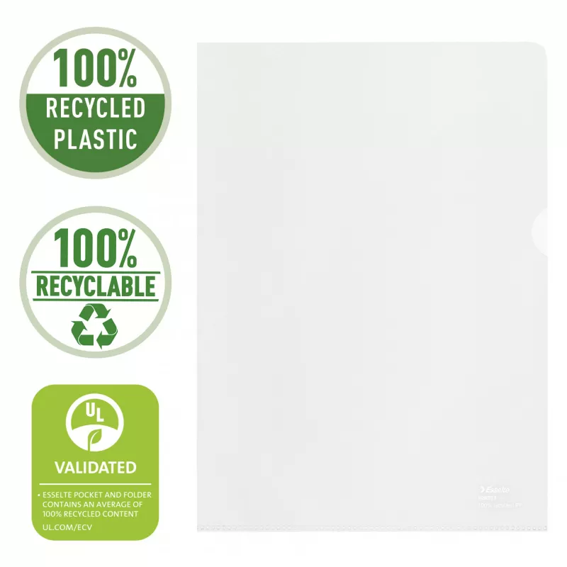 Esselte Recycle Folder A4, projektová obálka, A4, polypropylén (PP), transparentná, na výšku, 220 mm