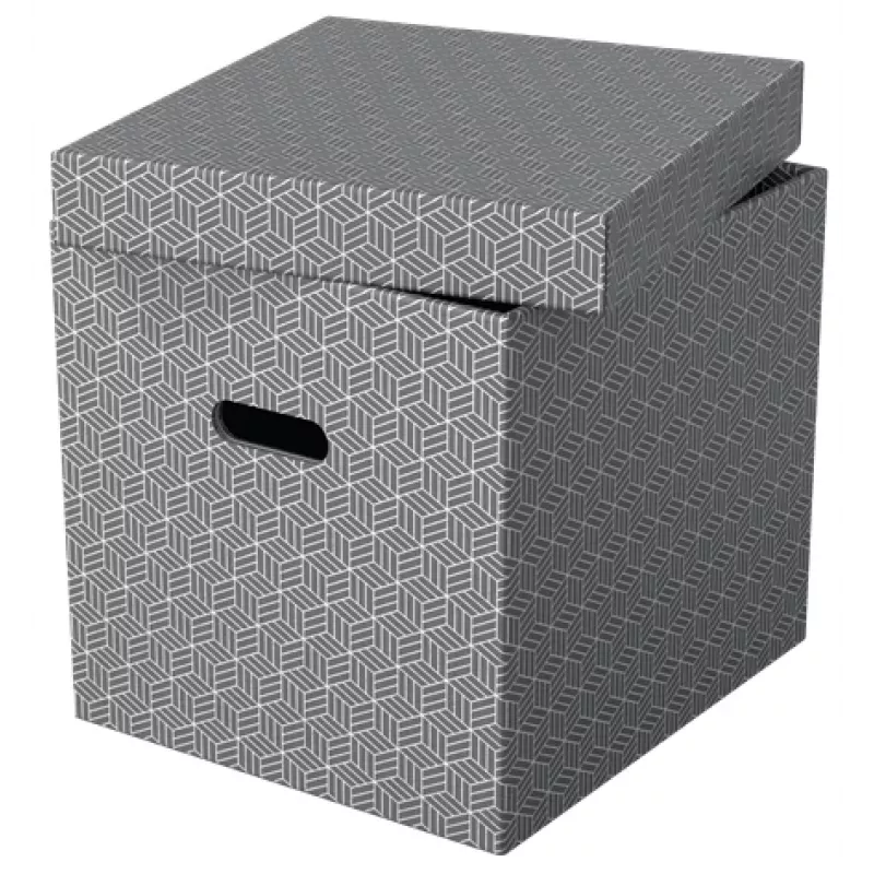 Esselte Home Storage Box Cube, balenie 3 ks, kartón, sivý, 320 mm, 315 mm, 365 mm, 850 g