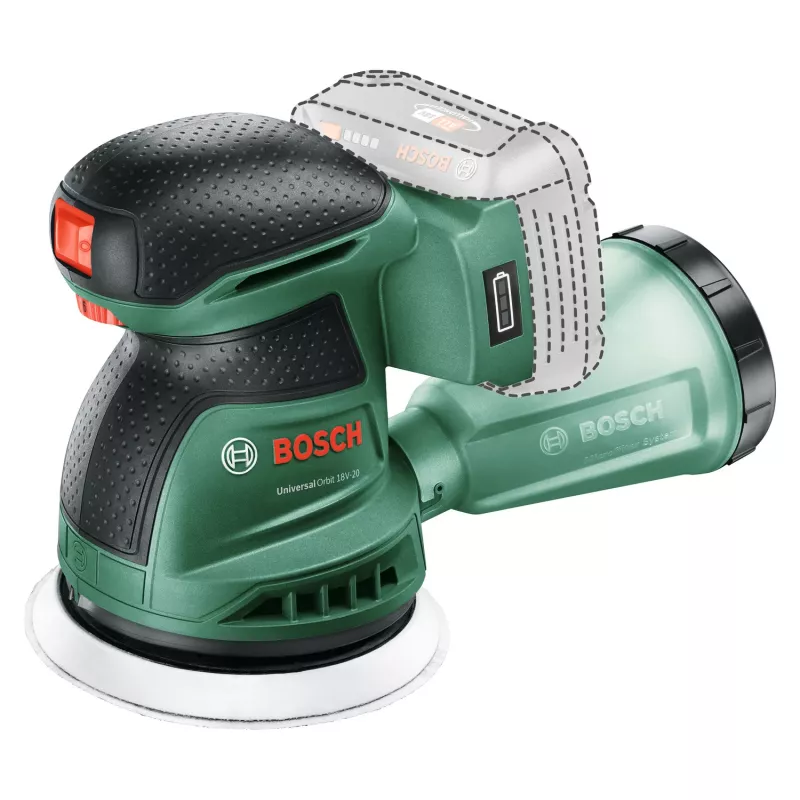 Bosch UniversalOrbit 18V-20 (BareTool), excentrická brúska, orbitálna, zelená, Nemecko, akumulátor, 18 V
