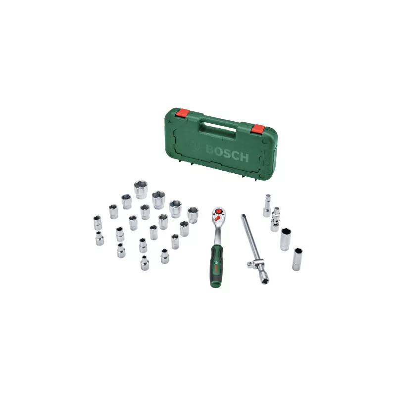 Bosch 1600A02Z9F sada račne a nástrčných kľúčov 1/2 in, 25 ks, zelená