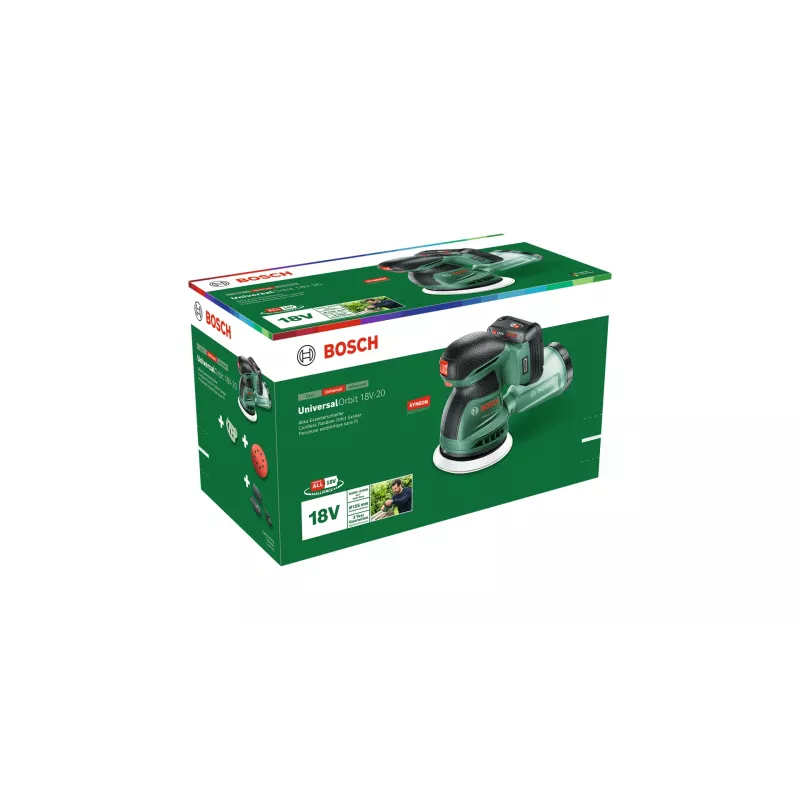 Bosch UniversalOrbit 18V-20 excentrická brúska 23000 OPM čierna, zelená