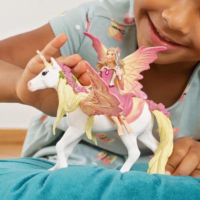schleich BAYALA víla Feya s jednorožcom pegasom, slnečné elfy, jednorožce a víly, 5 rokov, viacfarebné, plast