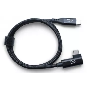 Ochno USB-C na USB-C zahnutý kábel, 0,7 m, čierny