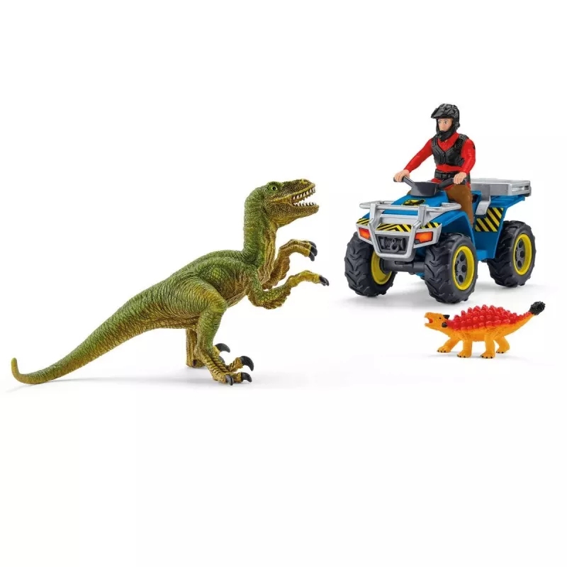 Hracia sada Schleich Dinosaurs Quad únik pred velociraptorom