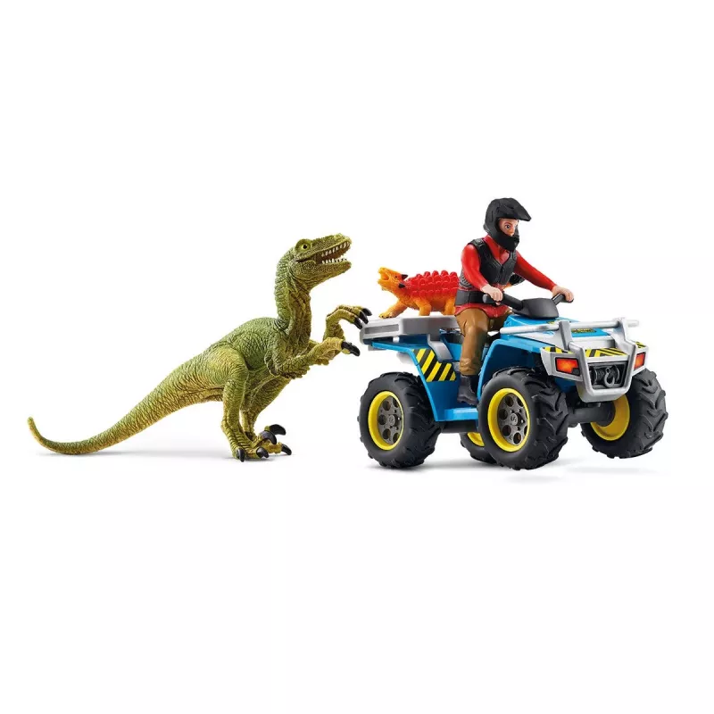 Hracia sada Schleich Dinosaurs Quad únik pred velociraptorom