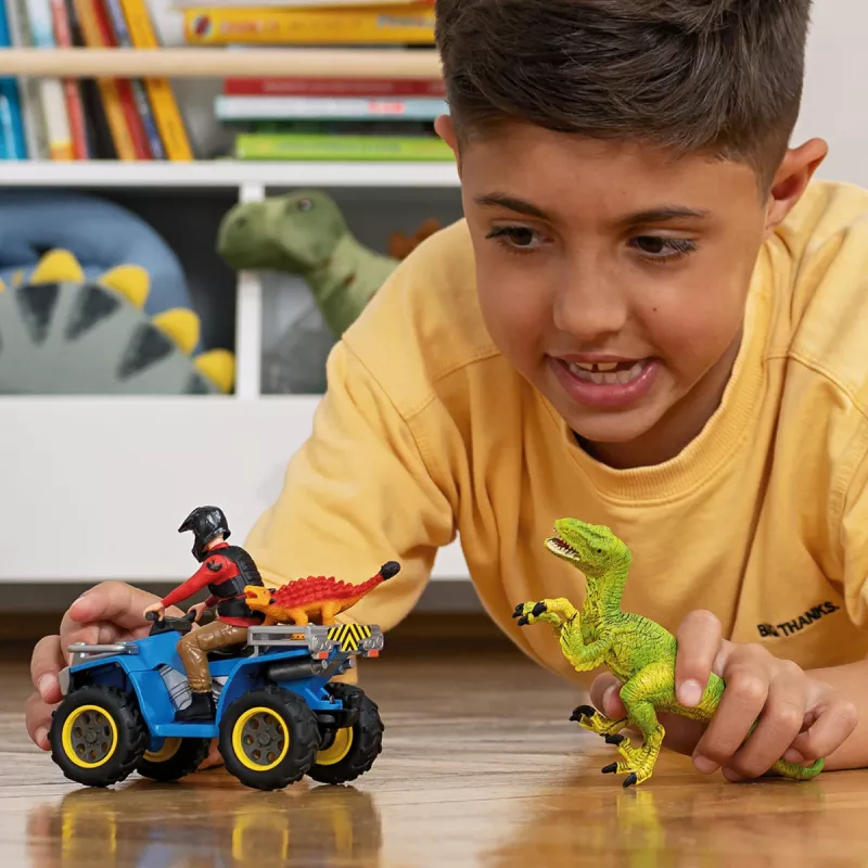 Hracia sada Schleich Dinosaurs Quad únik pred velociraptorom