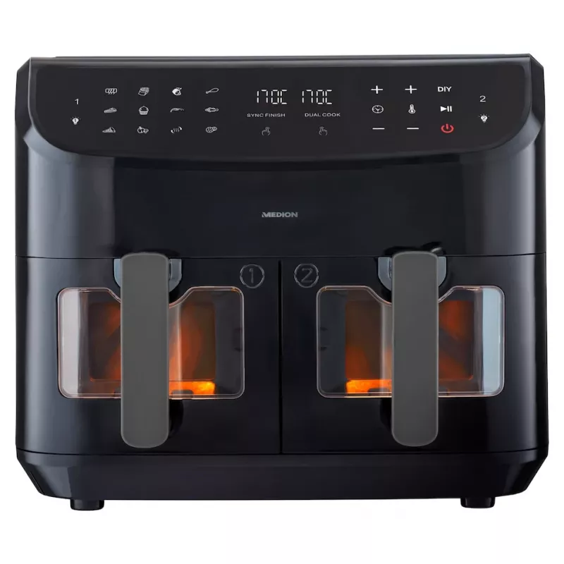 MEDION LIFE P20 Double 8,7 L 2600 W teplovzdušná fritéza čierna