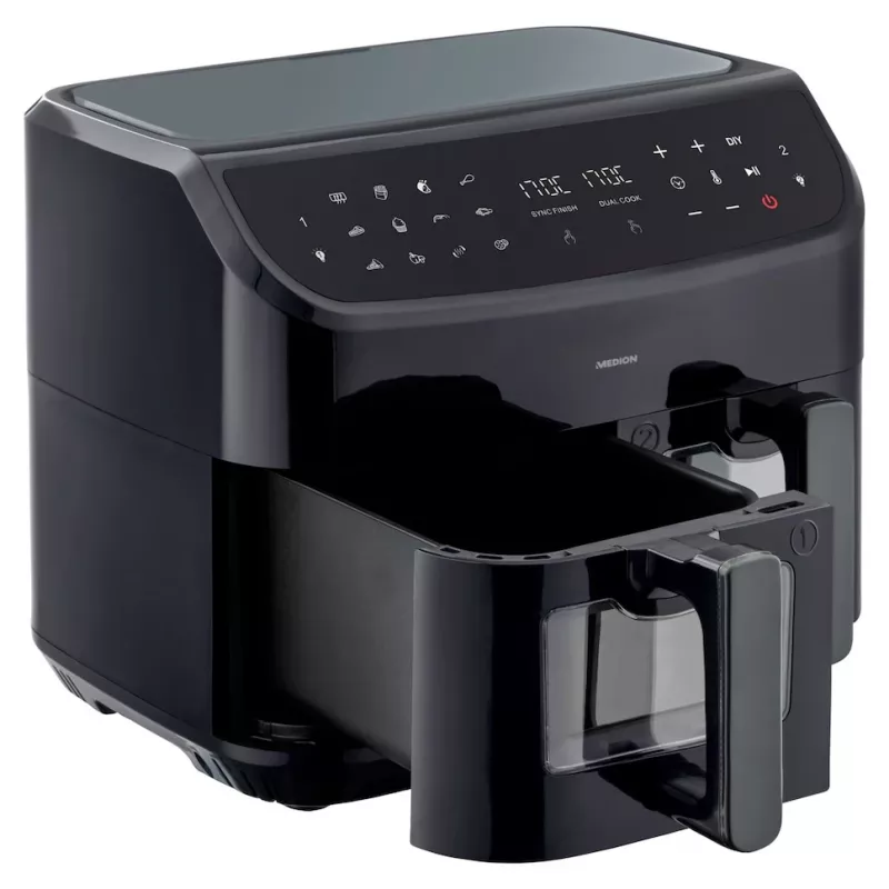 MEDION LIFE P20 Double 8,7 L 2600 W teplovzdušná fritéza čierna