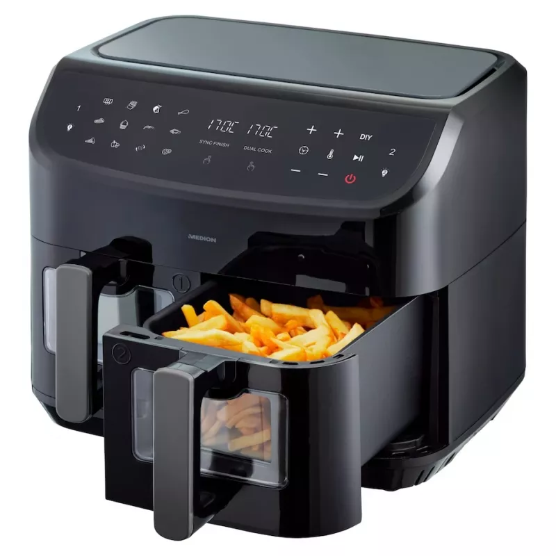 MEDION LIFE P20 Double 8,7 L 2600 W teplovzdušná fritéza čierna