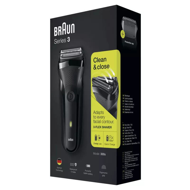 Braun Series 3 300s fóliový holiaci strojček zastrihávač čierny