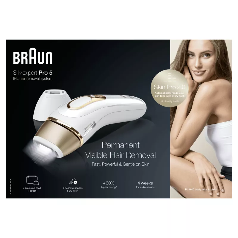 Braun Silk-expert Pro Silk·expert Pro 5 PL5140 Intense Pulsed Light (IPL) zlatá, biela