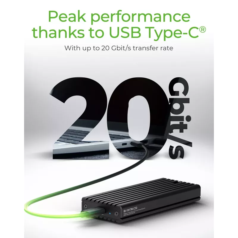 ICY BOX IB-1917M-C32 puzdro na SSD čierne M.2 napájané cez USB
