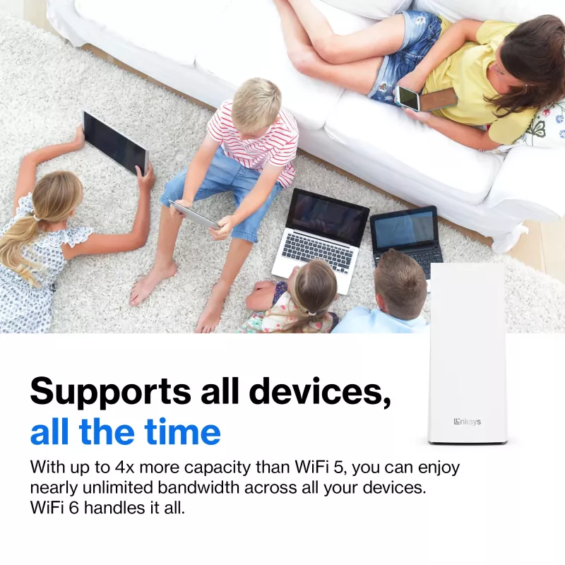 Linksys AX5400 Whole Home Mesh WiFi 6 dvojpásmový systém, balenie 2 ks