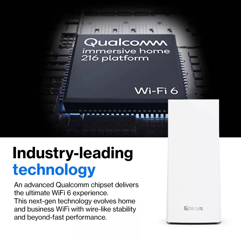 Linksys AX5400 Whole Home Mesh WiFi 6 dvojpásmový systém, balenie 2 ks