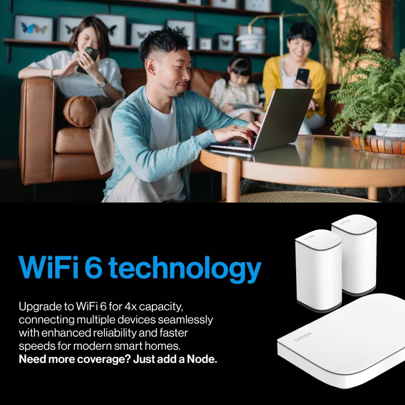 Linksys Velop Micro 6 Mesh systém – dvojpásmový WiFi 6 AX3000 (balenie 3 ks)